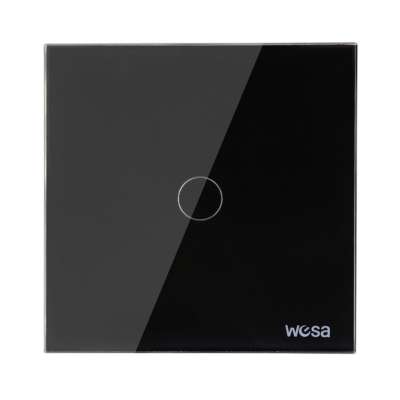 EU Glass Light Switch one Gang One Way Black Cyrstal Panel Touch Switch CM-01