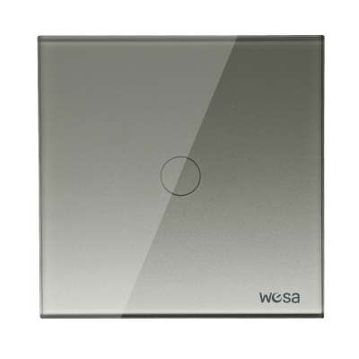 EU Glass Light Switch one Gang One Way Grey  Cyrstal Panel Touch Switch CM-01